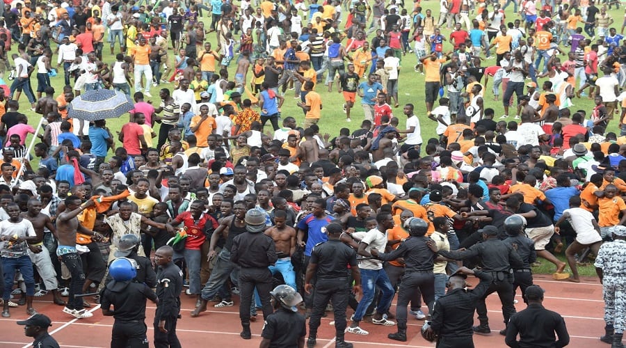 Ivory Coast fans invade the pitch