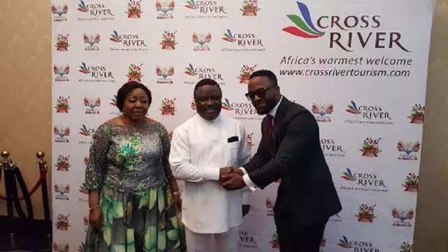 Senator Florence Ita-Giwa, Governor Ben Ayade and Inyanya at the Calabar Carnival | Photo credit: Instagram