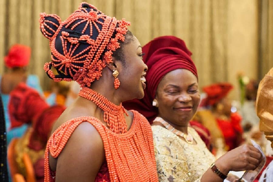 An Edo state bride in her traditional wedding attire | Photo credit: Kwekudee