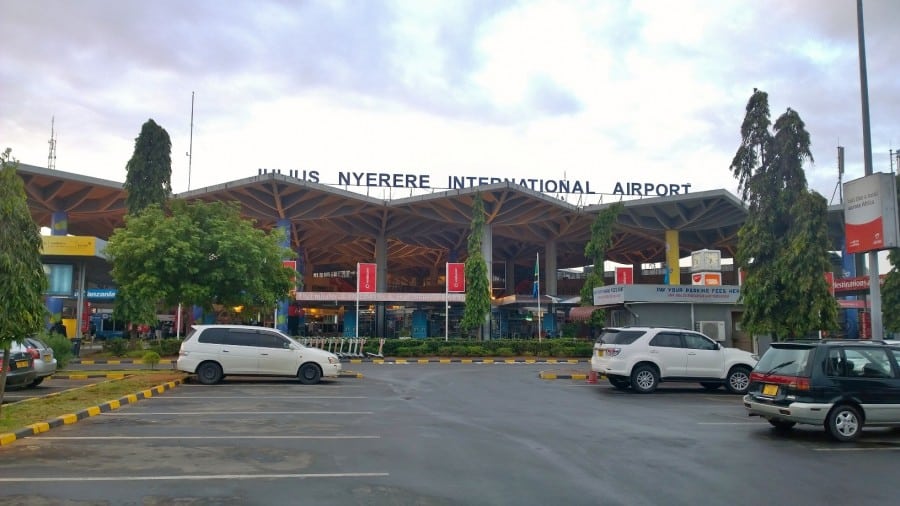 The main gate leading to the Julius Nyerere International Airport, Tanzania
