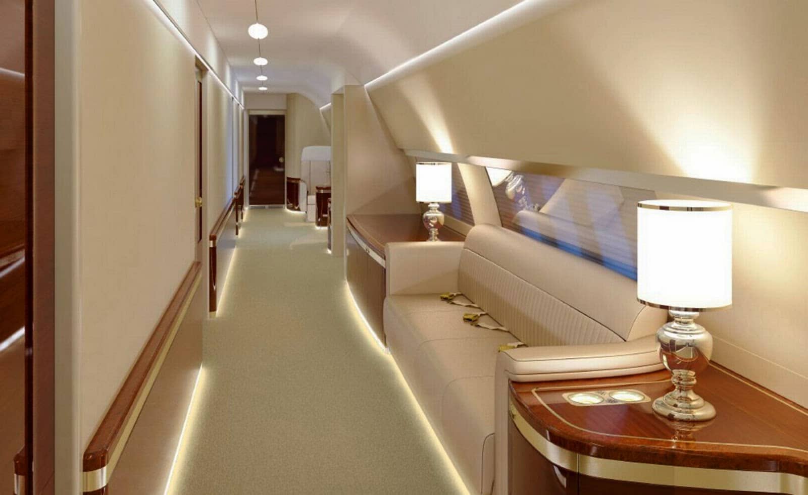 The interior of the Tinubu's Bombardier Challenger