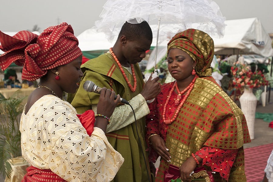 Closing prayer in Yoruba's traditional wedding | Photo credit: Titilayo harsman