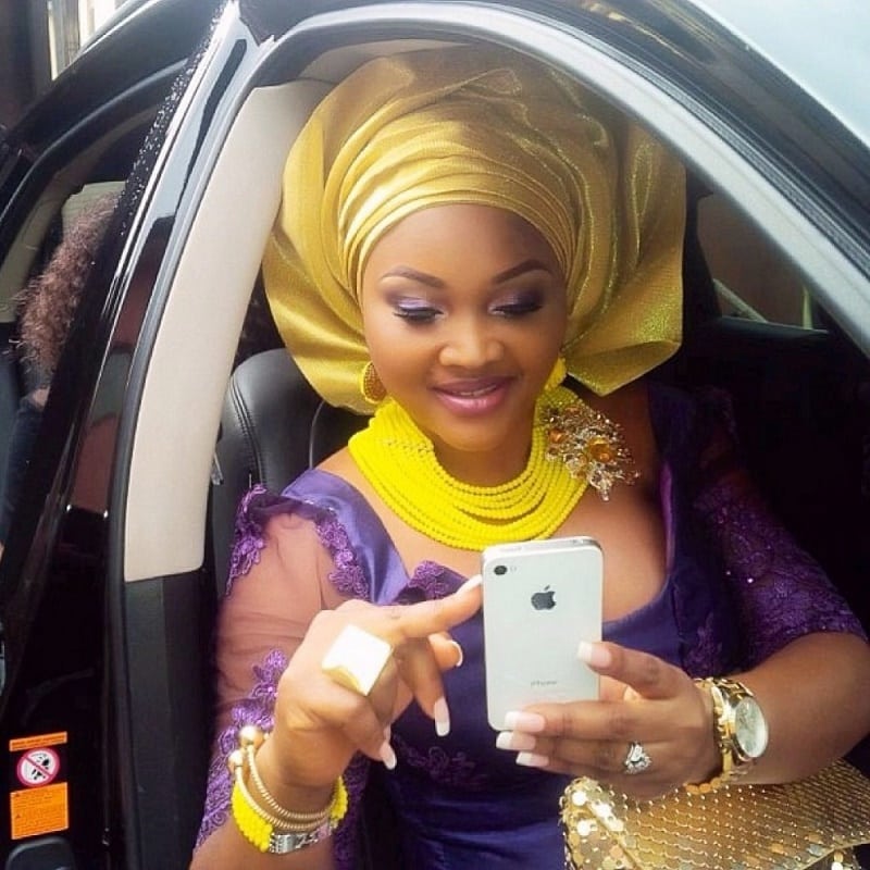 Mercy Aigbe inside one of her cars 