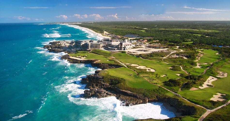 Caribbean sea from helicopter view, Dominican Republic