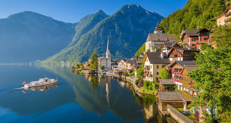 Famous Hallstatt mountain village