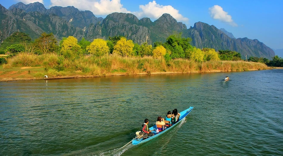 motorboat on nam song river