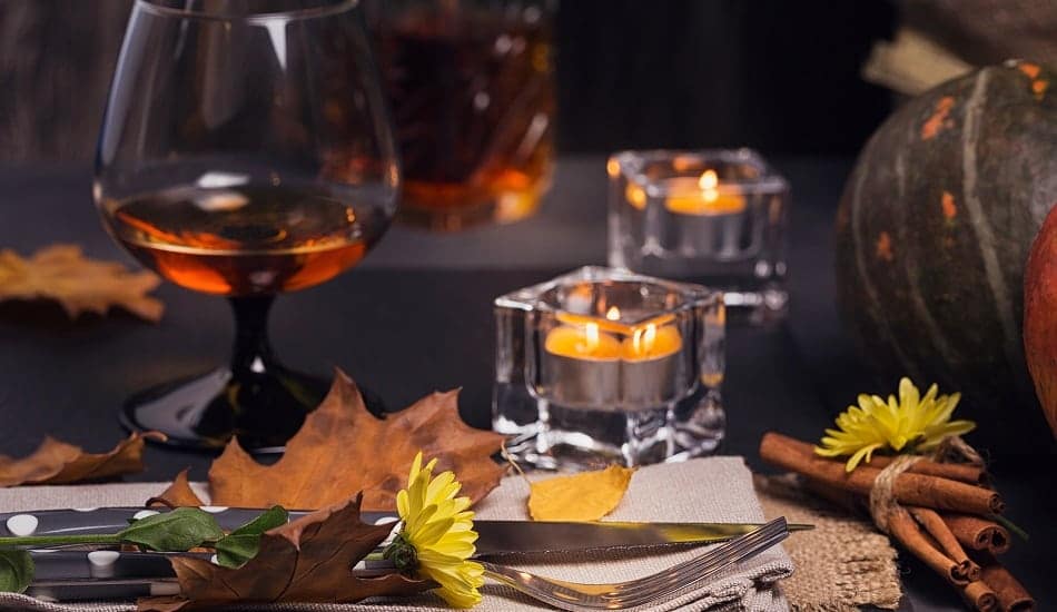 tea lights on thanksgiving table